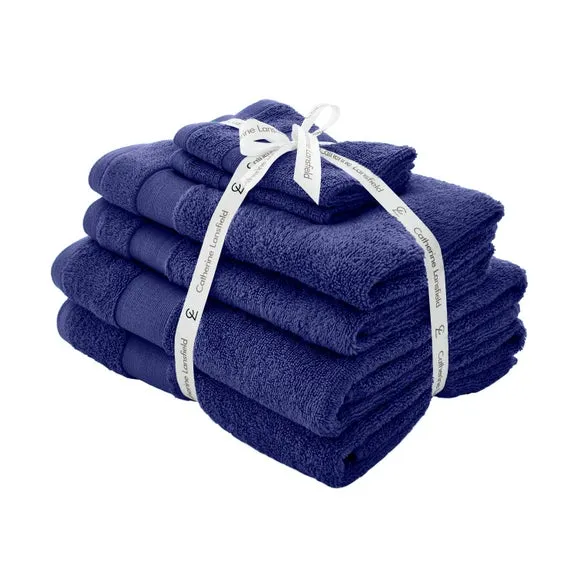 6-Piece Towel Set Anti-Bacterial - Navy, Cotton