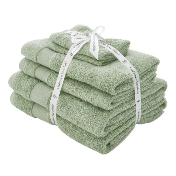 6-Piece Towel Set Anti-Bacterial - Sage, Cotton