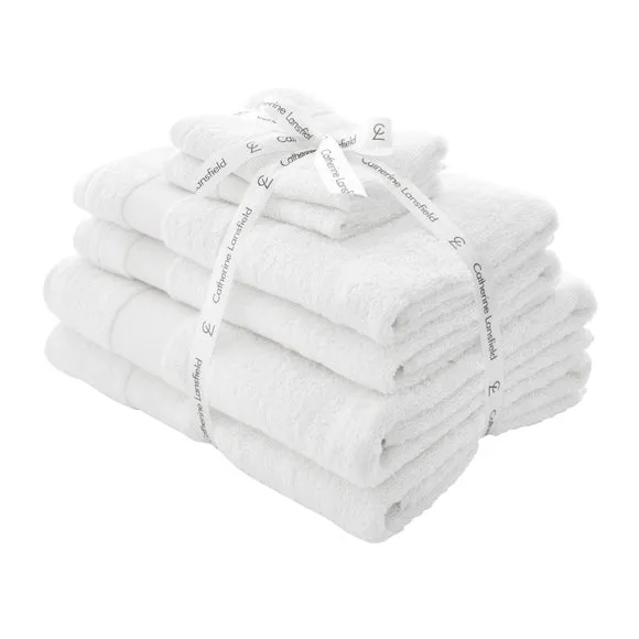 6-Piece Towel Set Anti-Bacterial - White, Cotton