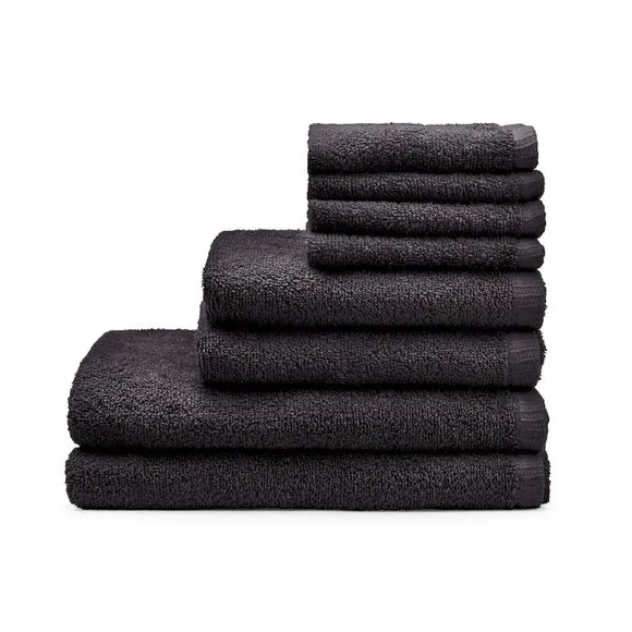 8-Piece Towel Bale Quick Dry - Black, Cotton