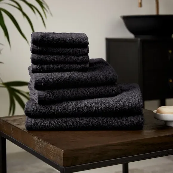 8-Piece Towel Bale Quick Dry - Black, Cotton image