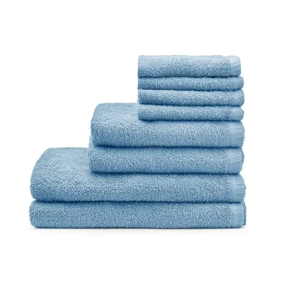 8-Piece Towel Bale Quick Dry - Blue, Cotton