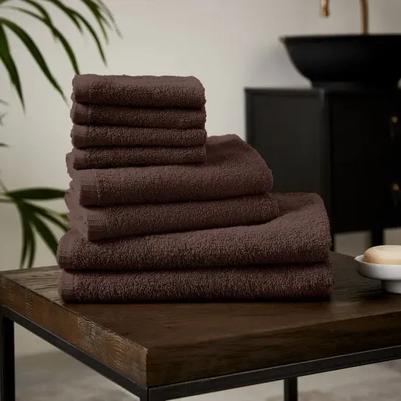 8-Piece Towel Bale Quick Dry - Chocolate, Cotton