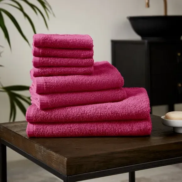 8-Piece Towel Bale Quick Dry - Hot Pink, Cotton