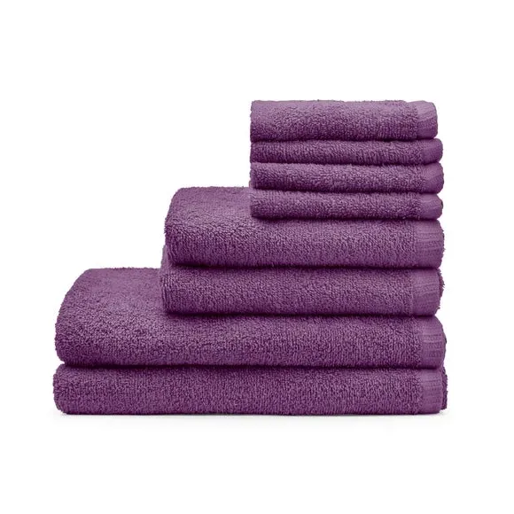 8-Piece Towel Bale Quick Dry - Plum, Cotton