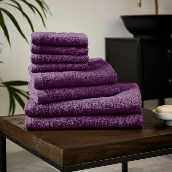 8-Piece Towel Bale Quick Dry - Plum, Cotton