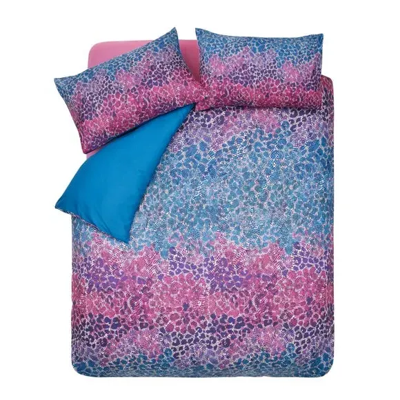 Animal Print Duvet Cover Set - Teal, Satin