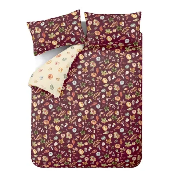 Autumn Pumpkins Duvet Set - Plum Purple, Polycotton