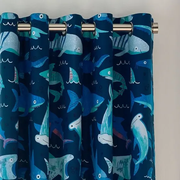 Blackout Eyelet Curtains - Navy, Polycotton image