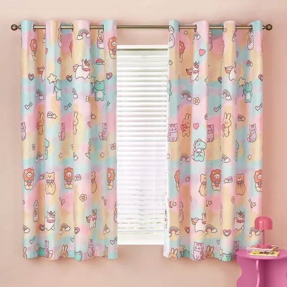 Blackout Eyelet Curtains - Pastel, Polycotton