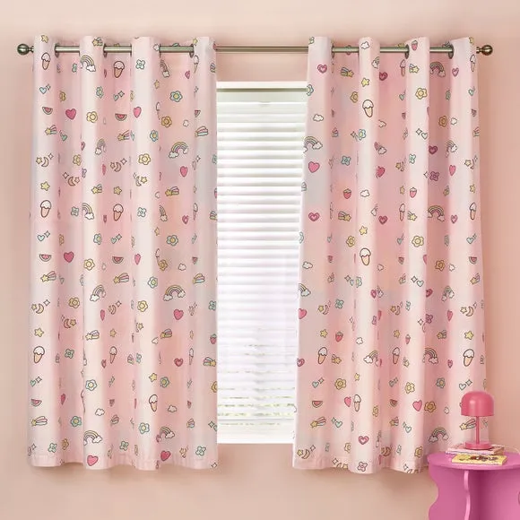 Blackout Eyelet Curtains - Pastel, Polycotton