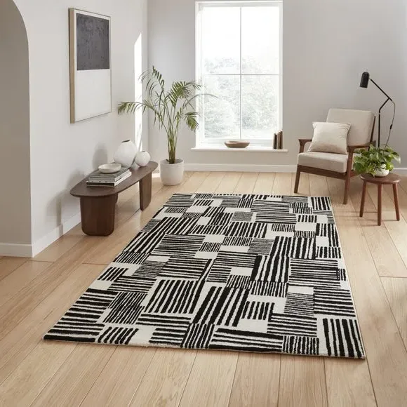 Blocks Rug Hand-Carved Stain Resistant - Black image