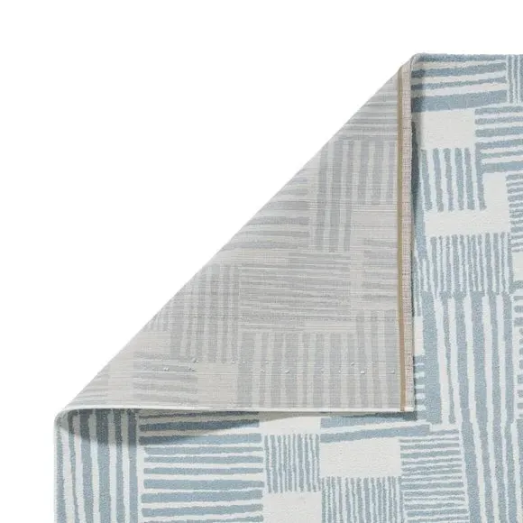 Blocks Rug Hand-Carved Stain Resistant - Blue