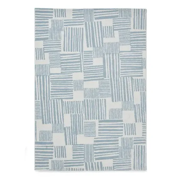 Blocks Rug Hand-Carved Stain Resistant - Blue