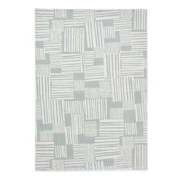 Blocks Rug Hand-Carved Stain Resistant - Green