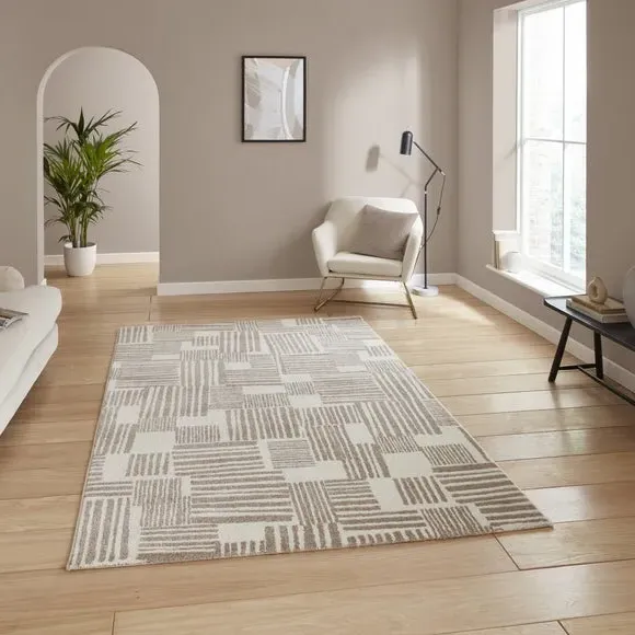 Blocks Rug Hand-Carved Stain Resistant - Natural