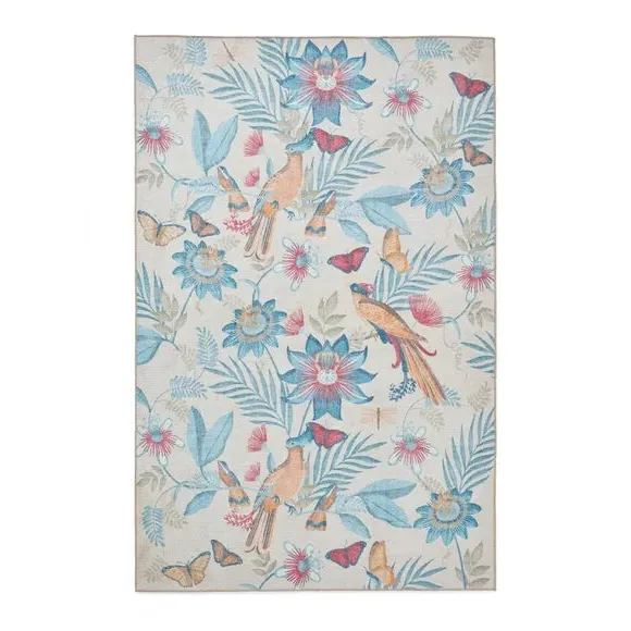 Botanical Birds Rug - Blue