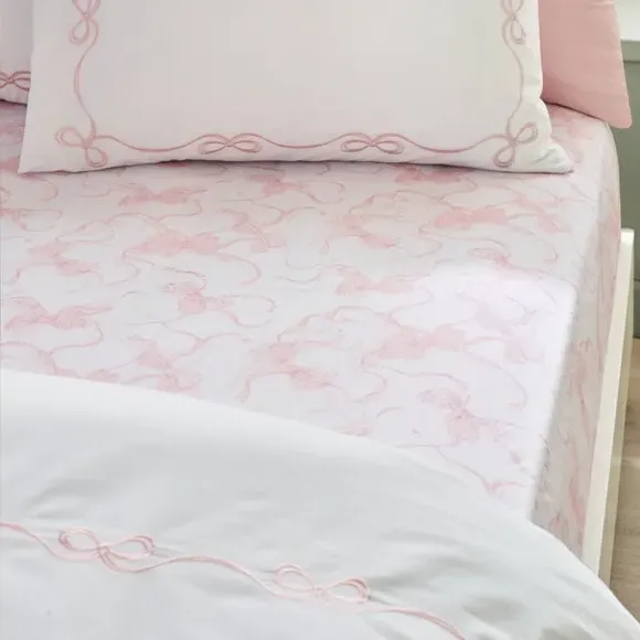 Bow Fitted Sheet - Blush, Polycotton image
