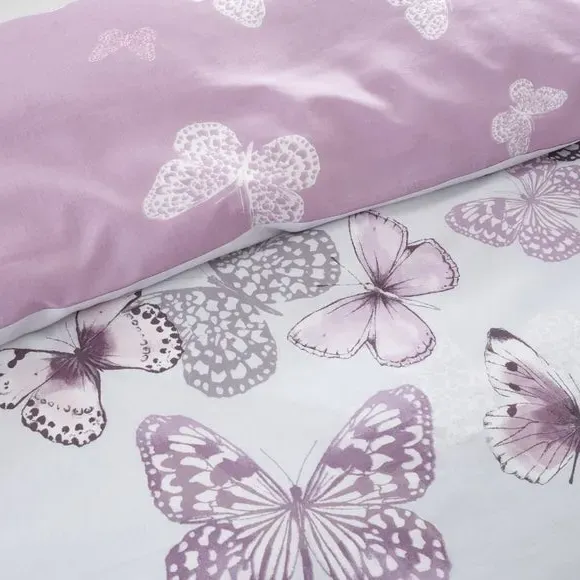 Butterfly Duvet Cover Set - Purple, Polycotton