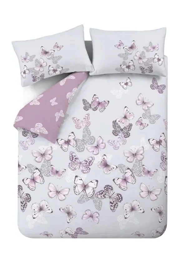 Butterfly Duvet Cover Set - Purple, Polycotton