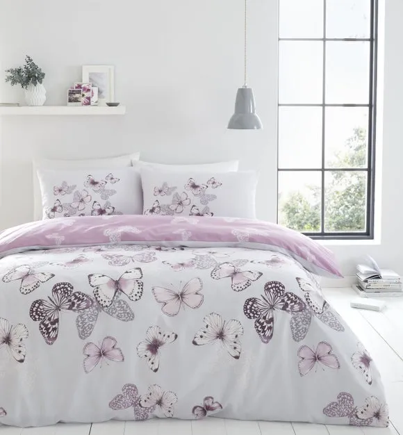 Butterfly Duvet Cover Set - Purple, Polycotton image