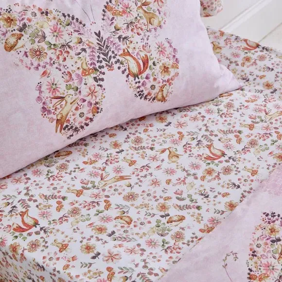 Butterfly Fitted Sheet - Pink, Polycotton image