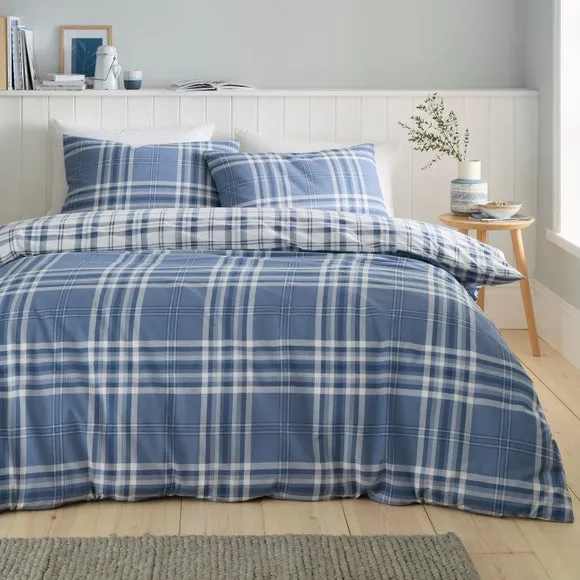 Check Duvet Cover Set with Pillowcase - Blue