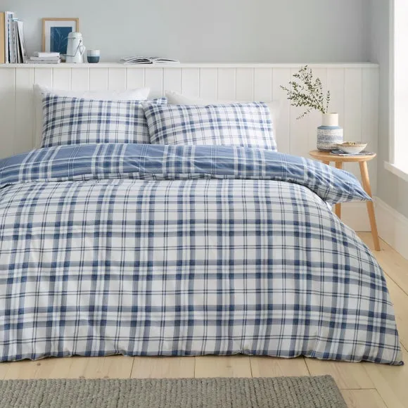 Check Duvet Cover Set with Pillowcase - Blue
