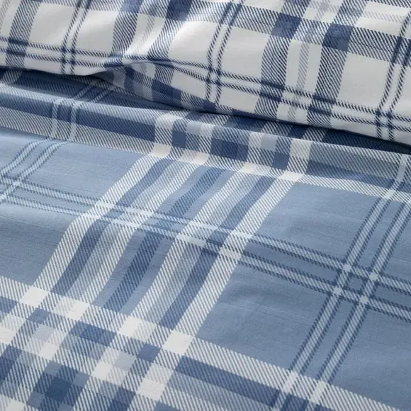 Check Duvet Cover Set with Pillowcase - Blue