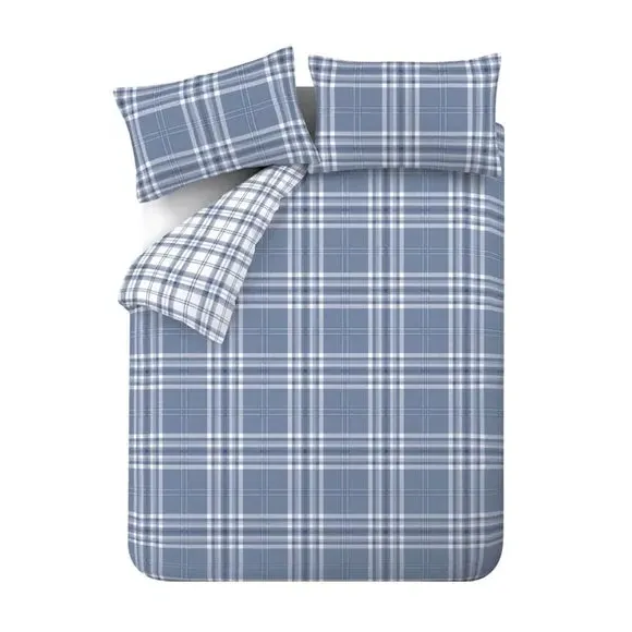 Check Duvet Cover Set with Pillowcase - Blue