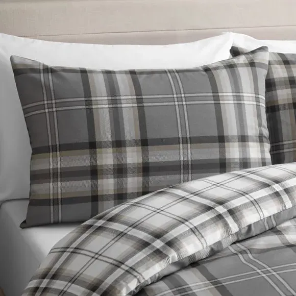Check Duvet Cover Set with Pillowcase - Grey