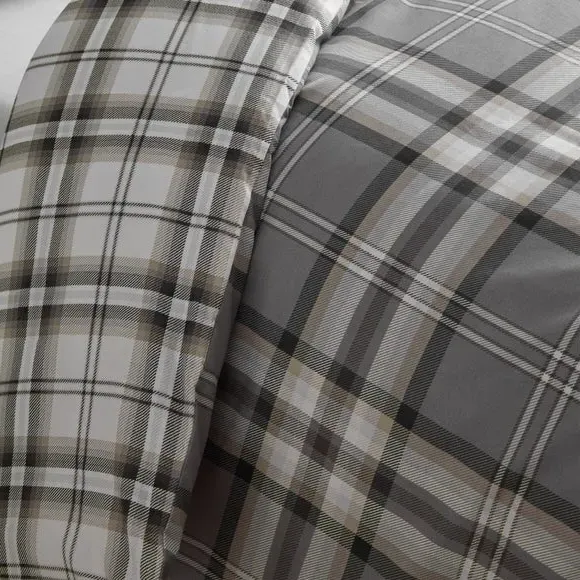Check Duvet Cover Set with Pillowcase - Grey