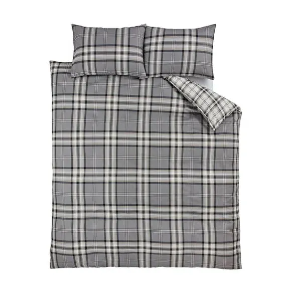 Check Duvet Cover Set with Pillowcase - Grey