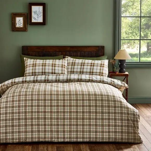 Check Duvet Cover Set with Pillowcase - Orange