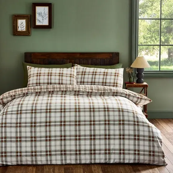 Check Duvet Cover Set with Pillowcase - Orange image
