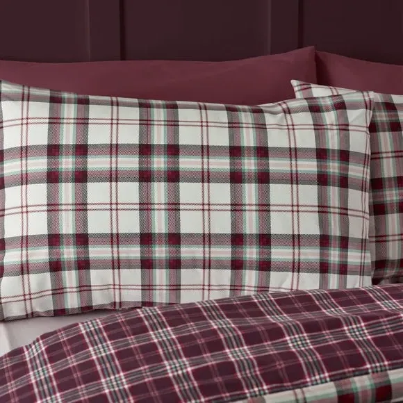 Check Duvet Cover Set with Pillowcase - Purple
