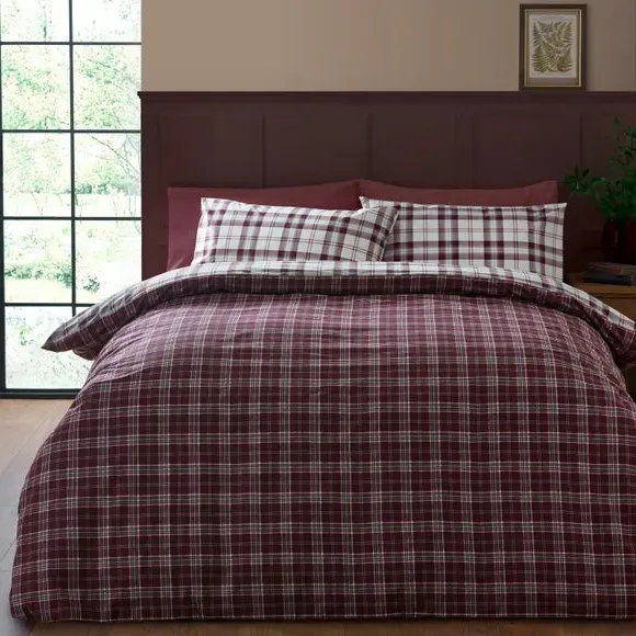 Check Duvet Cover Set with Pillowcase - Purple