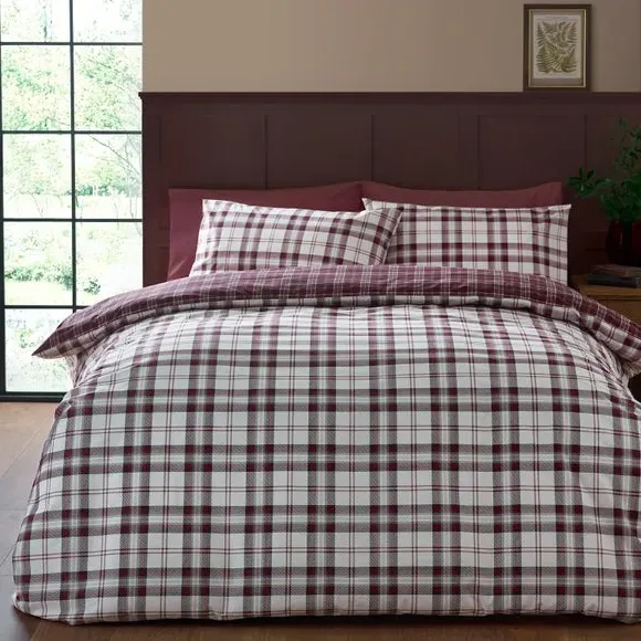 Check Duvet Cover Set with Pillowcase - Purple