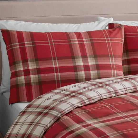 Check Duvet Cover Set with Pillowcase - Red