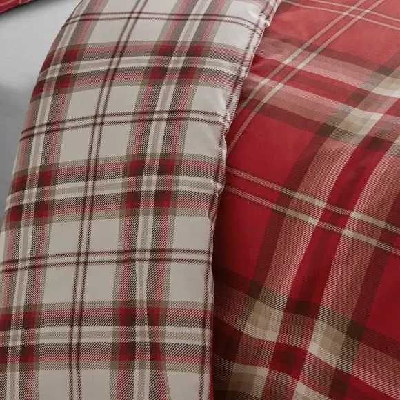 Check Duvet Cover Set with Pillowcase - Red