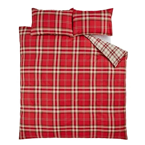 Check Duvet Cover Set with Pillowcase - Red