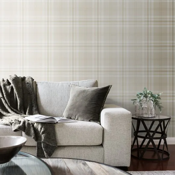 Check Pattern Wallpaper - Cream, Paper