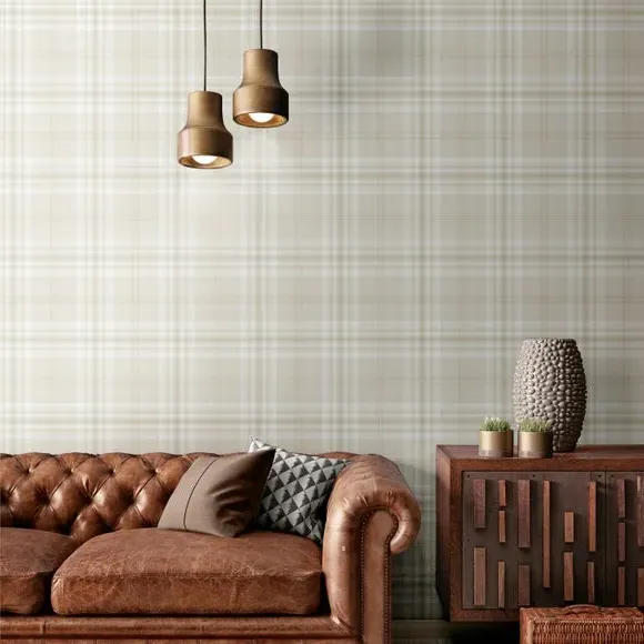 Check Pattern Wallpaper - Cream, Paper image