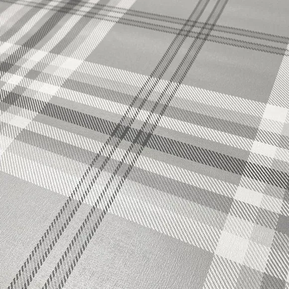 Check Pattern Wallpaper - Light Grey, Paper