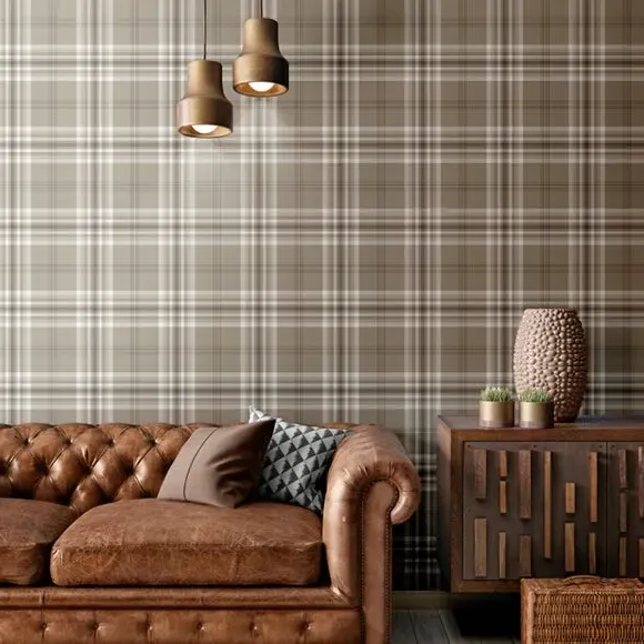 Check Pattern Wallpaper - Mushroom, Paper