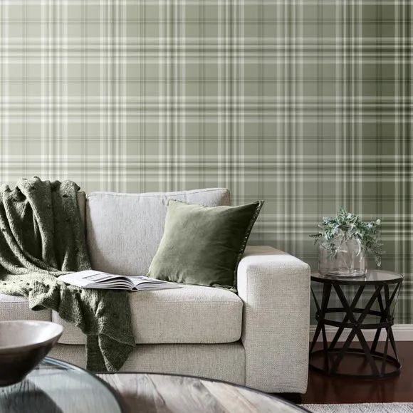 Check Pattern Wallpaper - Sage, Paper