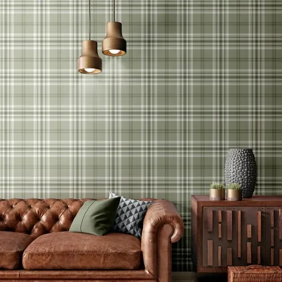 Check Pattern Wallpaper - Sage, Paper
