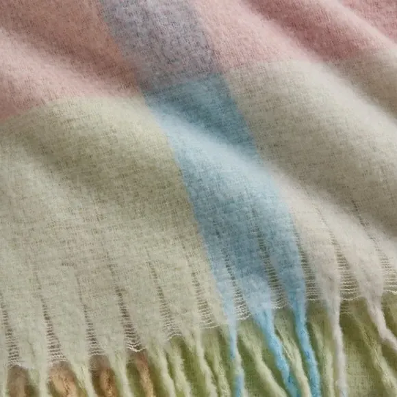 Check Throw Blanket with Tassels - Pink, Polyester