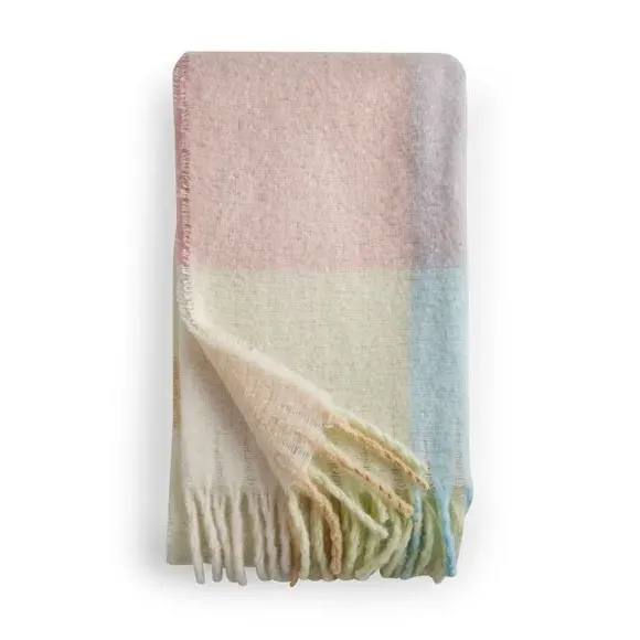 Check Throw Blanket with Tassels - Pink, Polyester