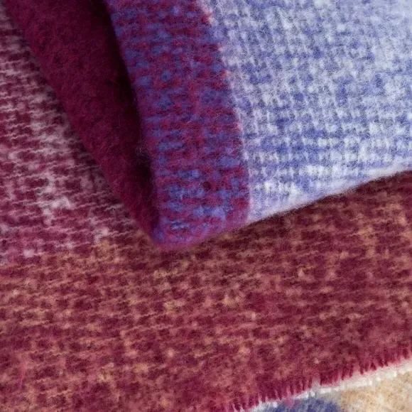 Check Throw Blanket with Tassels - Plum, Polyester